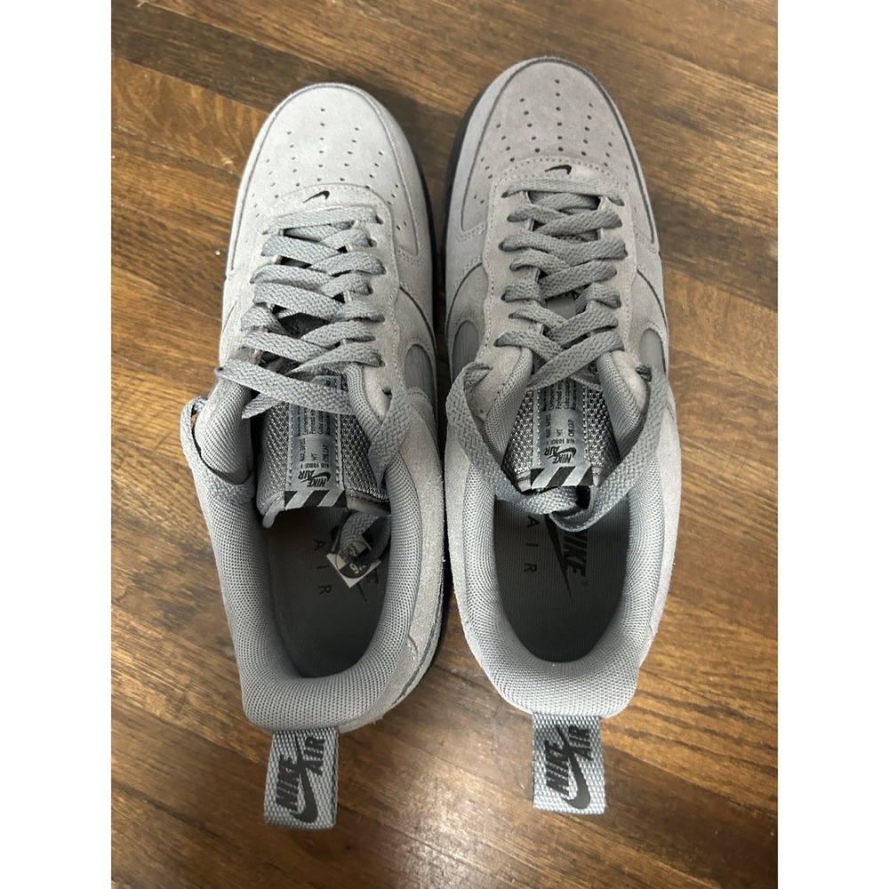 Men's Nike Air Force 1 Low 07 LV8 Grey Suede Shoes Reflective Swoosh Size 9.5 - Picture 7 of 12